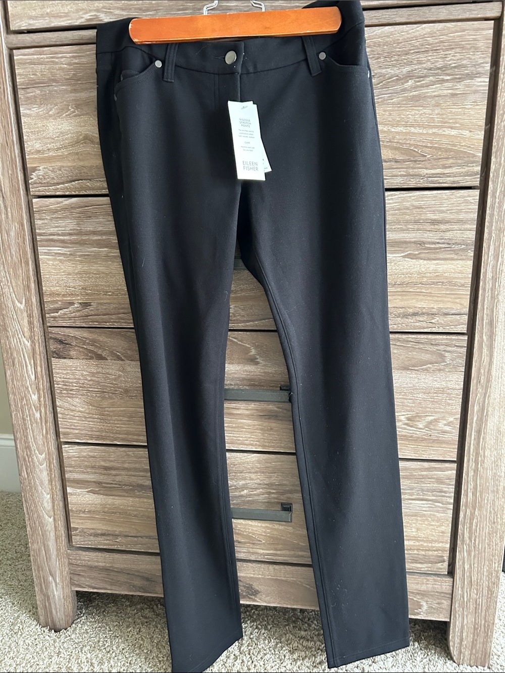 Eileen Fisher Black Viscose Stretch Ponte Pants Sz 8